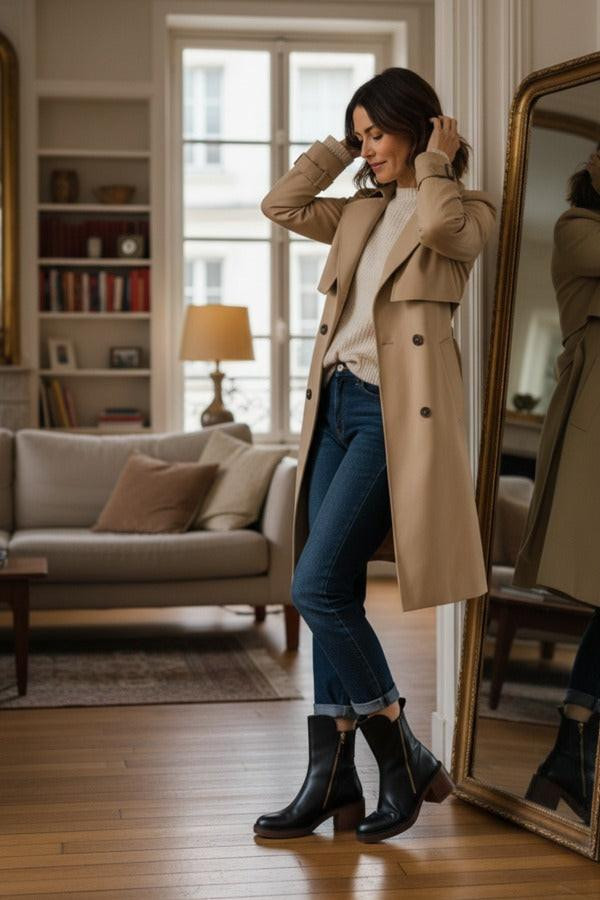 Bottines en Cuir à Talon Confort, Élégantes et Intemporelles – Garciel™ Bottines en Cuir à Talon Confort, Élégantes et Intemporelles – Garciel™ zaxx