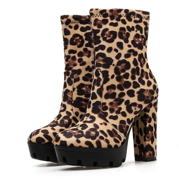 Bottines Leopard a Talons Carres zaxx