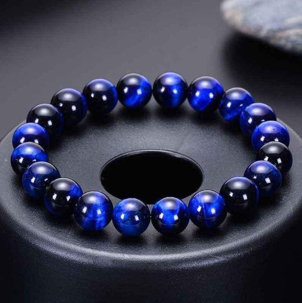 Bracelet OEil De Faucon OEil de Tigre Bleu - Bracelet de Protection zaxx