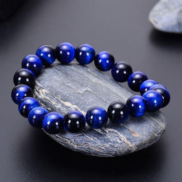 Bracelet OEil De Faucon OEil de Tigre Bleu - Bracelet de Protection zaxx