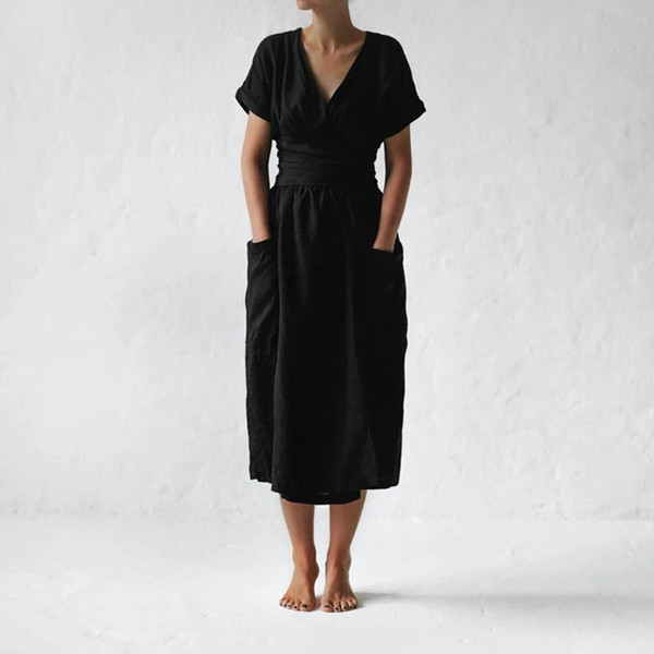 Robe Mi-Longue Elegante Nouee Robe Mi-Longue Elegante Nouee zaxx