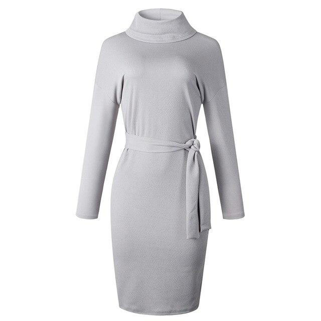 Robe Col Roulé Grise En Angora - Luxe, Confort, Style Classique Femme