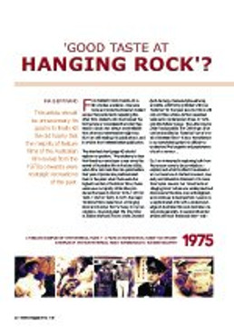 ?ood Taste at Hanging Rock?? Historical Nostalgia in the Films of the Australian Revival