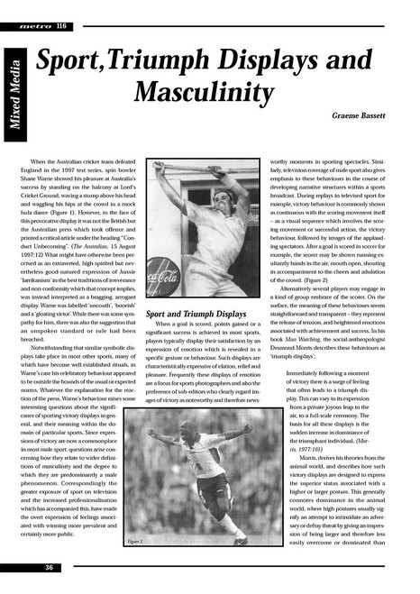 Sport, Triumph Displays and Masculinity
