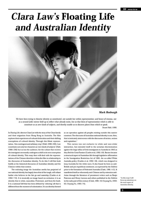 Clara Law's 'Floating Life' and Australian Identity