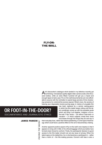 Fly-on-the-wall or Foot-in-the-door? Documentaries and Journalistic Ethics