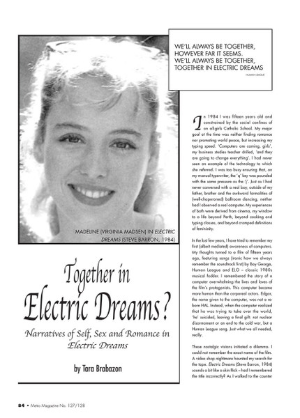 Together in Electric Dreams? Narratives of Self, Sex and Romance in 'Electric Dreams'