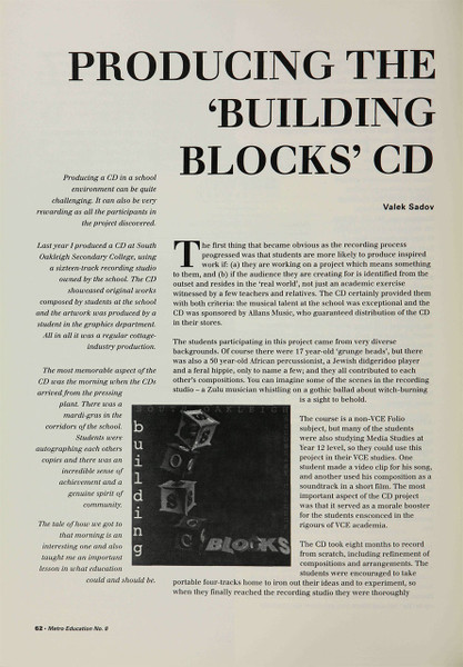 Producing the 'Building Blocks' CD