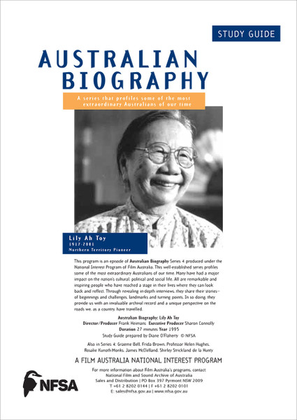 Australian Biography Series - Lily Ah Toy (Study Guide)