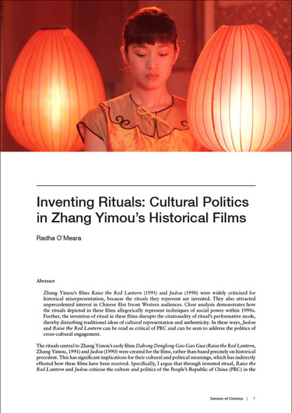 Inventing Rituals: Cultural Politics in Zhang Yimou's Historical Films
