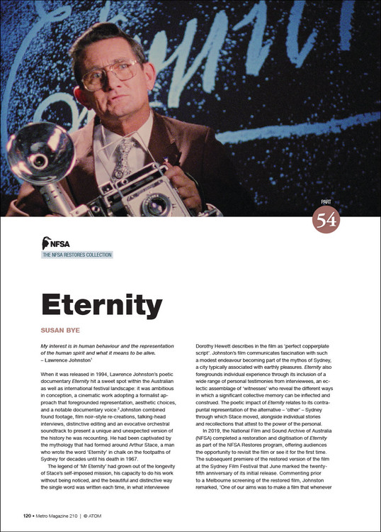 The NFSA Restores Collection: 'Eternity'