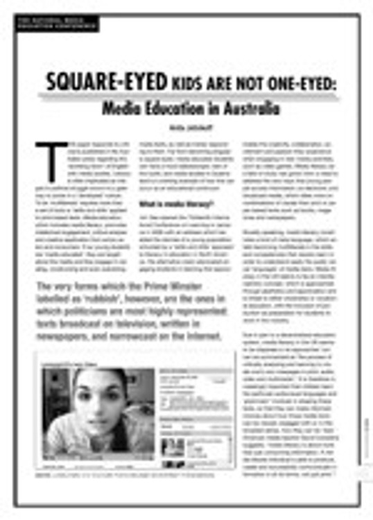 Square-eyed Kids are not One-Eyed: Media Education in Australia