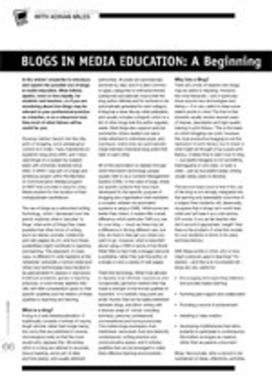 Blogs in Media Education: A Beginning