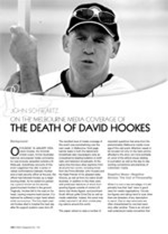 John Schwartz on the Melbourne Media Coverage of The Death of David Hooks