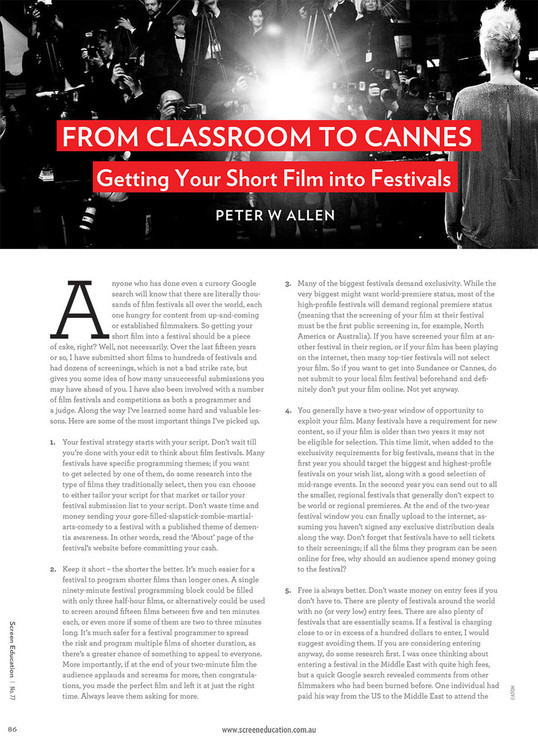 From Classroom to Cannes: Getting Your Short Film into Festivals