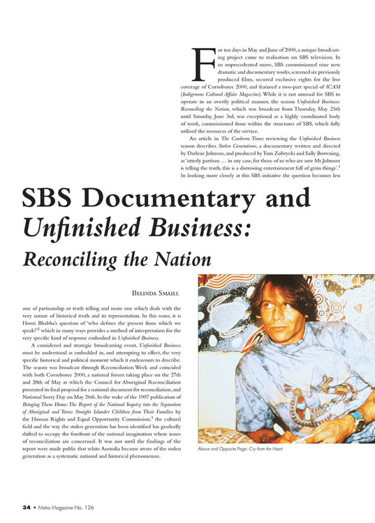 SBS Documentary and 'Unfinished Business: Reconciling the Nation'