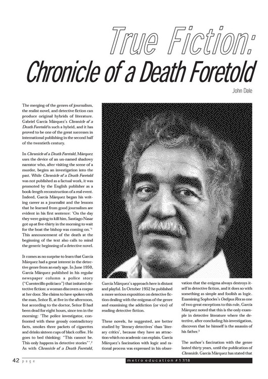 True Fiction: 'Chronicle of a Death Foretold'