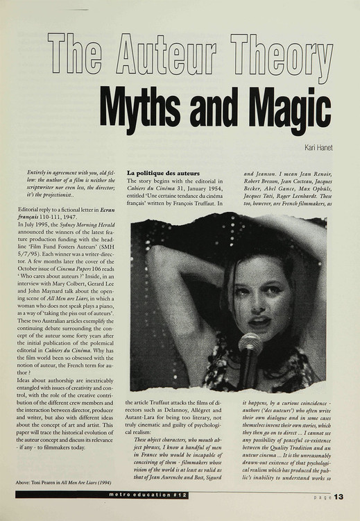 The Auteur Theory: Myths and Magic