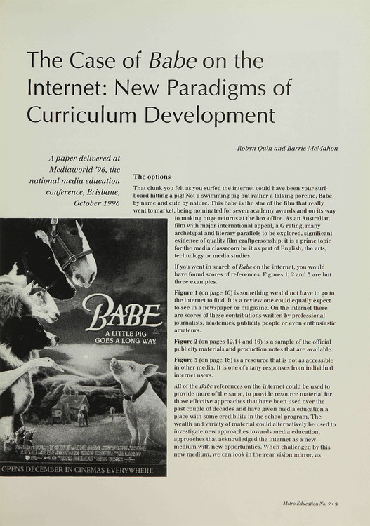 The Case of 'Babe' on the Internet: New Paradigms of Curriculum Development