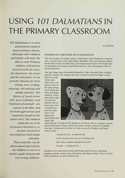 Using '101 Dalmatians' in the Primary Classroom