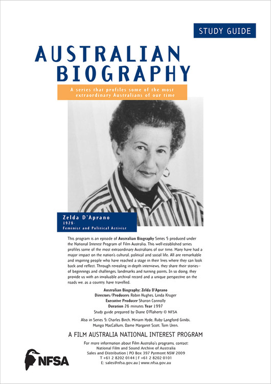 Australian Biography Series - Zelda D'Aprano (Study Guide)