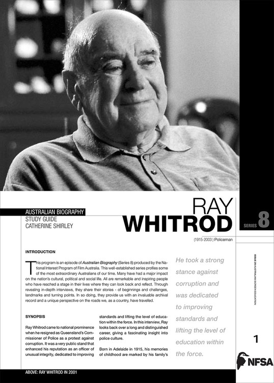 Australian Biography Series - Ray Whitrod (Study Guide)