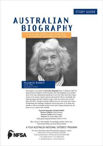 Liz Riddell Australian Biography Series - Elizabeth Riddell (Study Guide) - The ...
