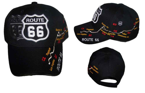 Route 66 Map Hat - Black