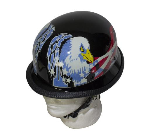 German Style Motorcycle Helmet with USA Flag & Double Eagle German Style Motorcycle Helmet with USA Flag & Double Eagle