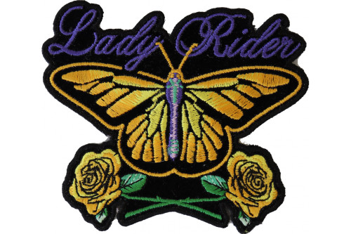 Lady Rider Butterfly With Yellow Roses Patch Lady Rider Butterfly With Yellow Roses Patch