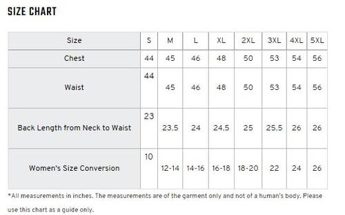 Bullet Proof Vest Size Chart