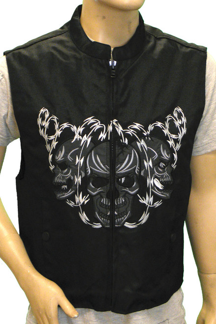 Men's Textile Vest with Reflective Skull Men's Textile Vest with Reflective Skull