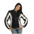 Ladies Leather Jacket with Gray & White Stripe Ladies Leather Jacket with Gray & White Stripe