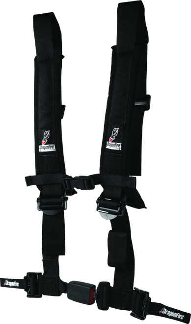 DragonFire Racing Harness H-Style- 4-Point- EZ-Adjust- 2in Buckle- Black - 522044