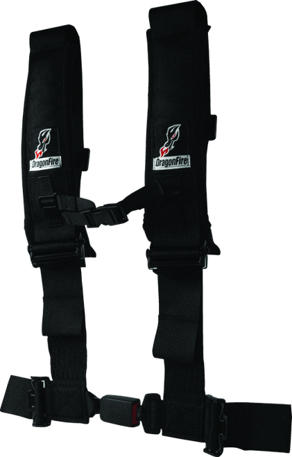 DragonFire Racing Harness H-Style- 4-Point- EZ-Adjust- 3in Buckle- Black - 522046