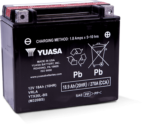 Yuasa YTX20L-BS Maintenance Free AGM 12-Volt Battery w/Bottle - YUAM320BS