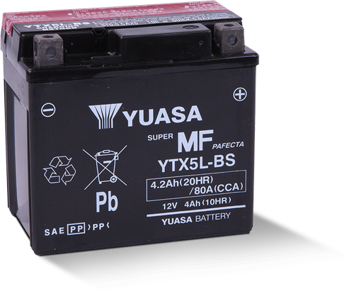 Yuasa YTX5L-BS Maintenance Free AGM 12-Volt Battery w/Bottle - YUAM32X5B