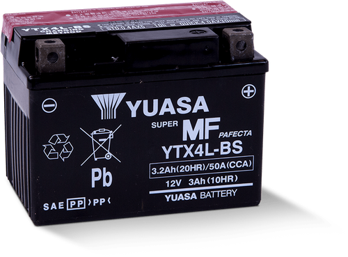 Yuasa YTX4L-BS Maintenance Free AGM 12-Volt Battery w/Bottle - YUAM62X4B