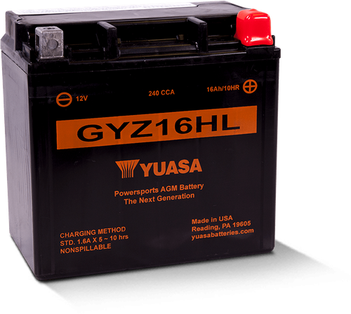 Yuasa GYZ16HL High Performance Maintenance Free AGM 12-Volt Battery - YUAM716GHL