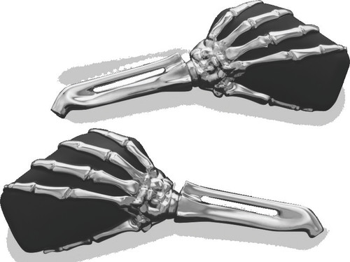Kuryakyn Skeleton Hand Mirrors Chrome/Black - 1759