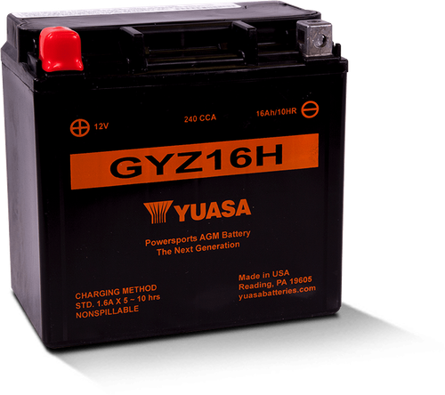 Yuasa GYZ16H High Performance Maintenance Free AGM 12-Volt Battery - YUAM716GH