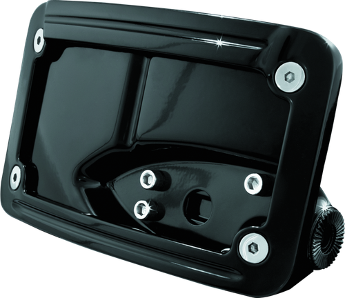 Kuryakyn Curved Horizontal Mount Side License Plate Holder Gloss Black - 3125
