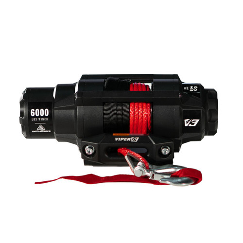 MOTOALLIANCE® Viper V3 60000lb UTV/ATV Military Grade Winch with 40 feet Red Synthetic Rope.