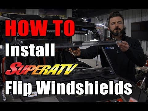 SuperATV Flip Up Hard Coated Front Windshield - Full Size Polaris Ranger 570 (with round roll bars)