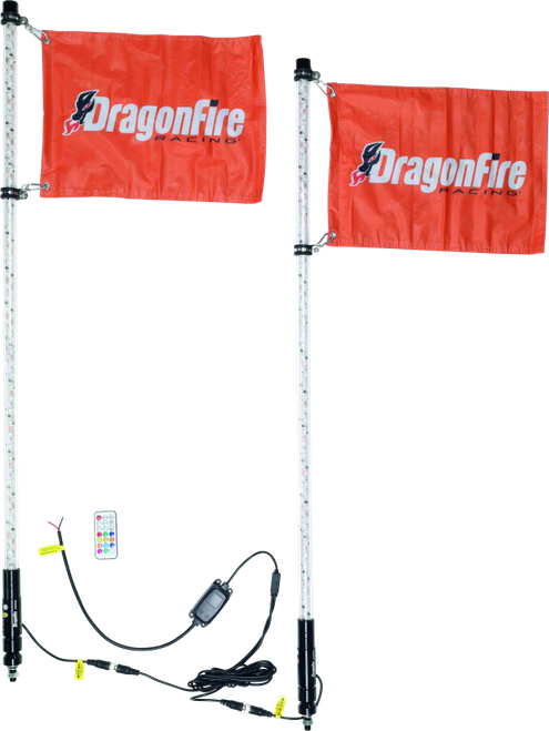 DragonFire Racing Whips - 4Ft Spiral Led Clear Pair - 522804