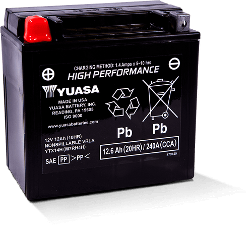 Yuasa YTX14AH Maintenance Free AGM 12-Volt Battery - YUAM72H4A