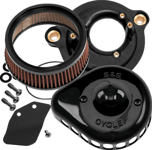 S&S Cycle 2017+ M8 Models Stealth Air Cleaner Kit w/ Gloss Black Mini Teardrop Cover - 170-0436C