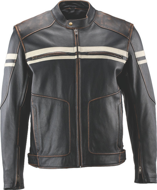 Kuryakyn Leather By River Road Hoodlum Vintage Leather Jacket Black - Medium - 094383