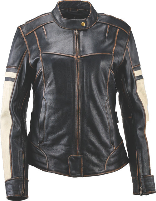 Kuryakyn Leather By River Road Dame Vintage Leather Jacket Black Womens - Large - 094390