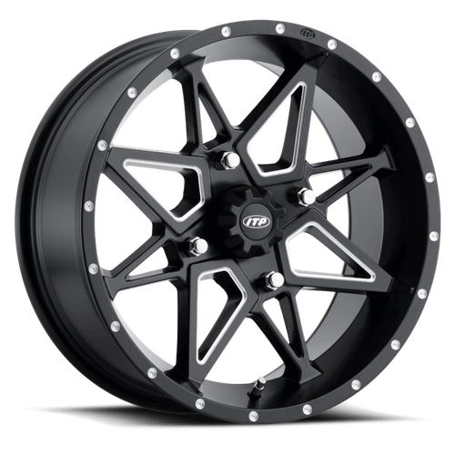 ITP Tornado 15X7 / 4x156 BP / 4+3 Offset Matte Black w/ Milled Accents Wheel - 1521958727B